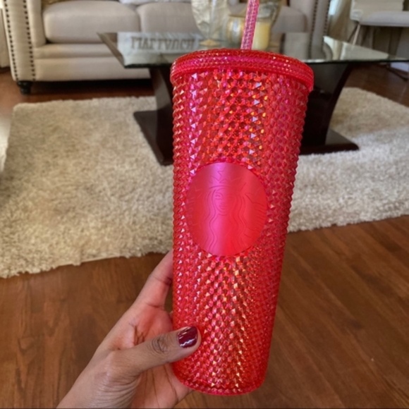 Neon Pink Iridescent Bling Starbucks Tumbler Cup - Picture 4 of 8